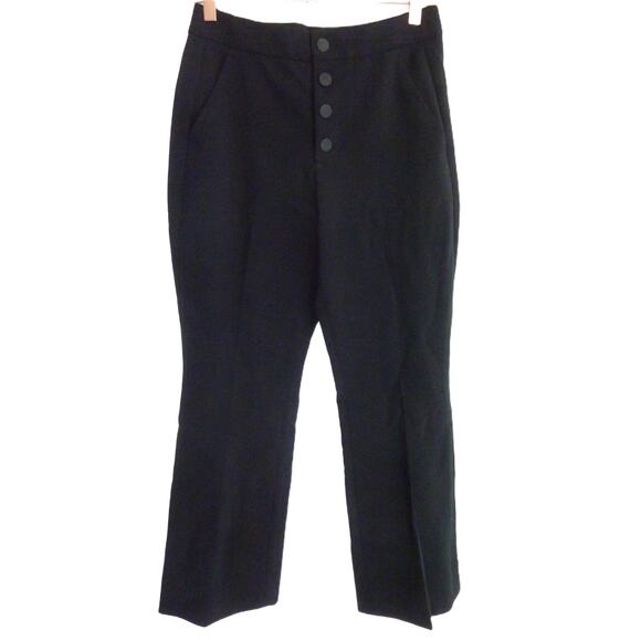 Banana Republic Black Ankle Crop Pants Size 2 Button Down Front - Picture 1 of 5